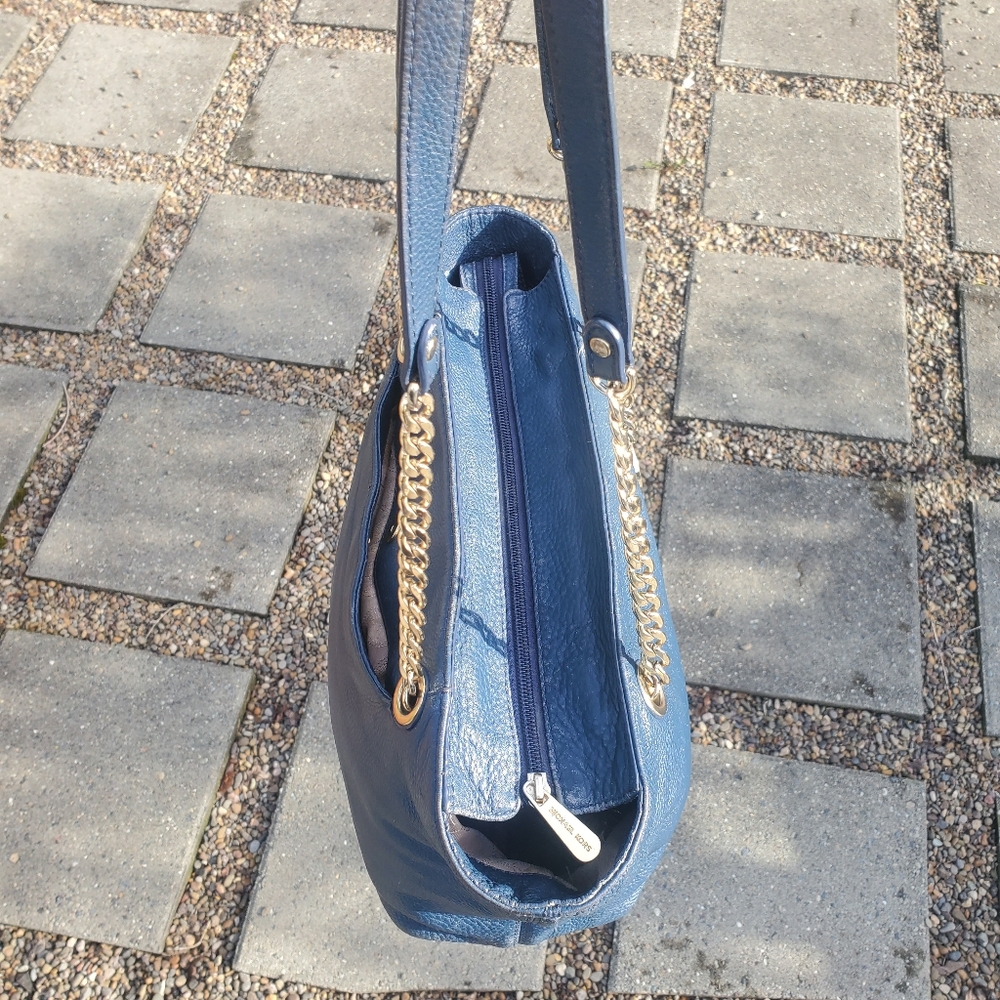Michael Kors blue leather chain strap shoulder bag - Picture 7 of 12
